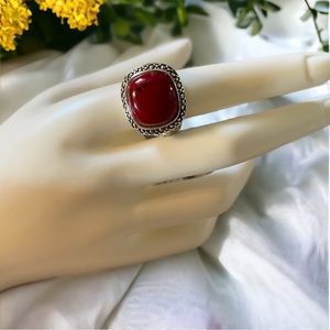 SS Red Coral Ring